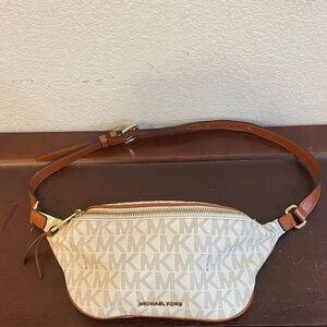 Michael Kors White and Brown Belt Bag